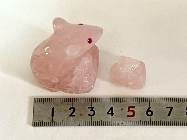干支 ローズクォーツ ねずみ 置物 ダイヤモンド ルビー 天然石 パワーストーン