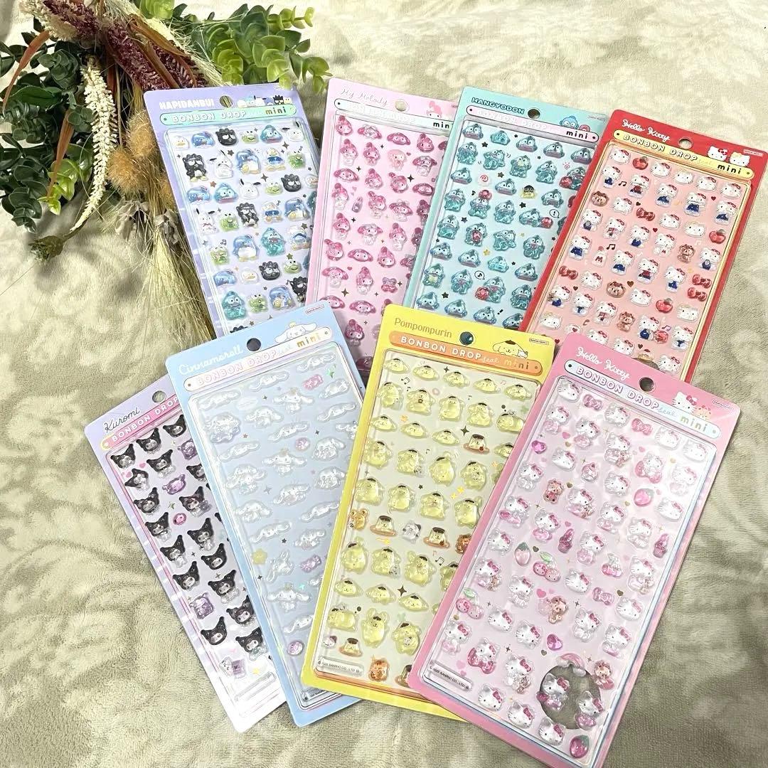 【正規品】ボンボンドロップシールミニ　サンリオ　フルコンプ　8個　8種　新品