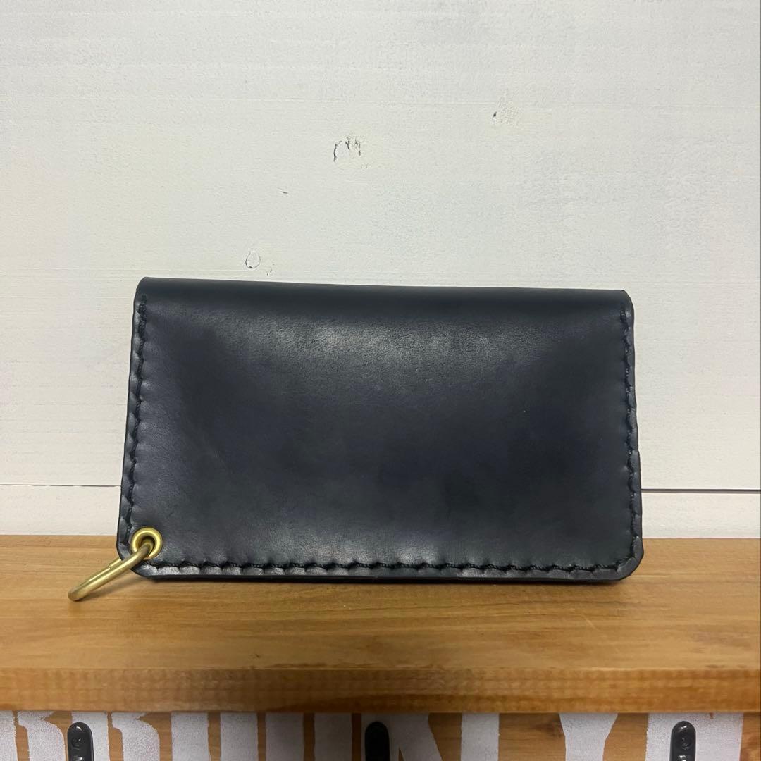 ミドルトラッカーウォレット　ハンドメイド　ヌメ革
