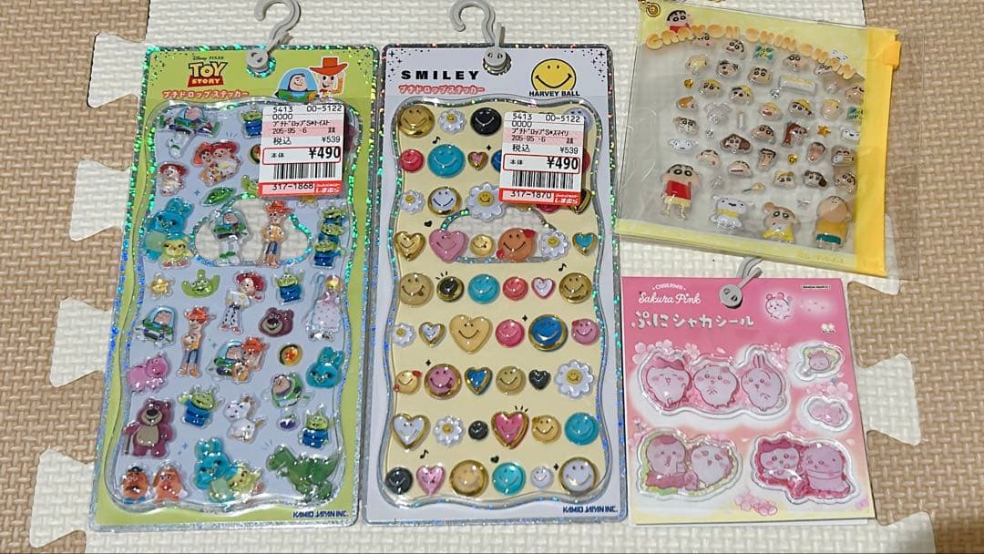 シール4点 プチドロップ トイストーリー スマイル ちいかわ クレヨンしんちゃん