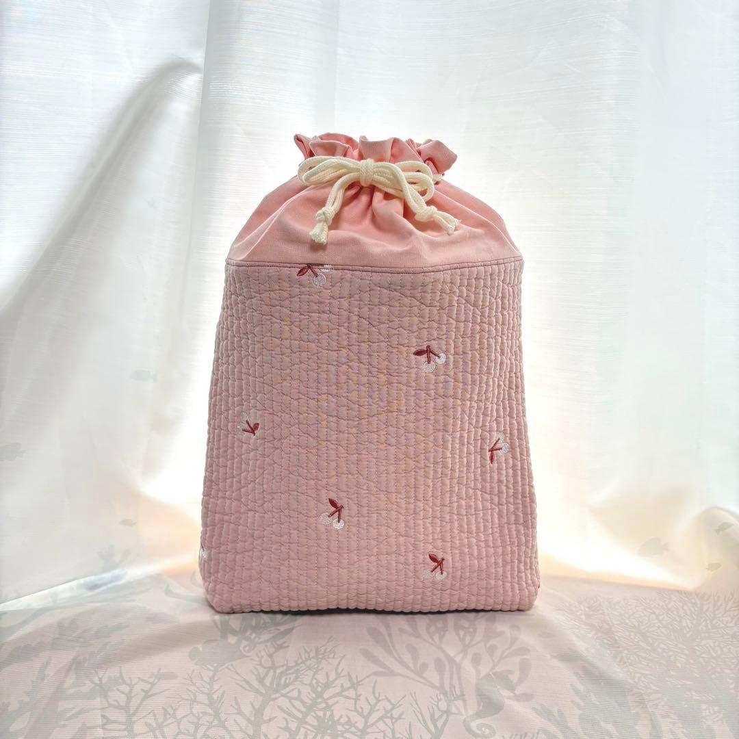 【Candy】レッスンバッグ＆上履き袋＆体操服袋〈刺繍ヌビ〉さくらんぼ