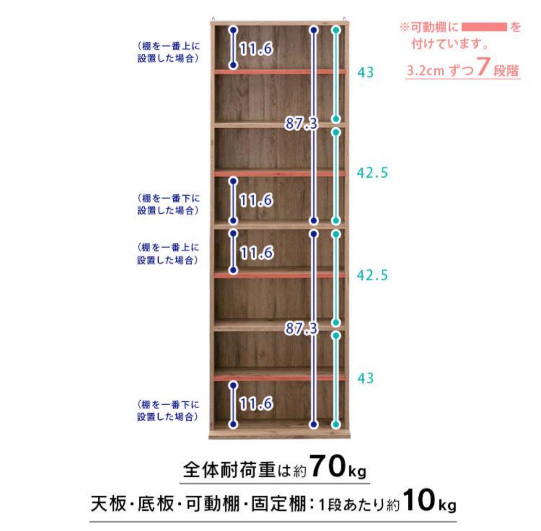 本棚　カラーボックス　薄型　コミックラック　オフホワイト　5段　スリム　大容量