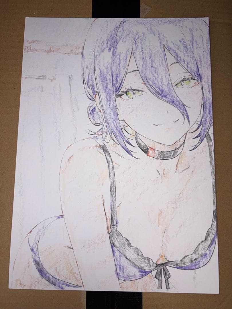 チェーンソーマン　レゼ　色鉛筆、手書き、アナログb5サイズ