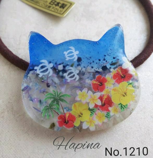 真夏デザイン 猫ちゃんレジンヘアゴム