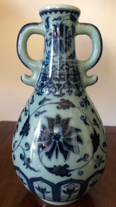 中華陶瓷 稀少双耳花瓶 台北早期任克重监製 年代品 美術品 古董品 收藏品