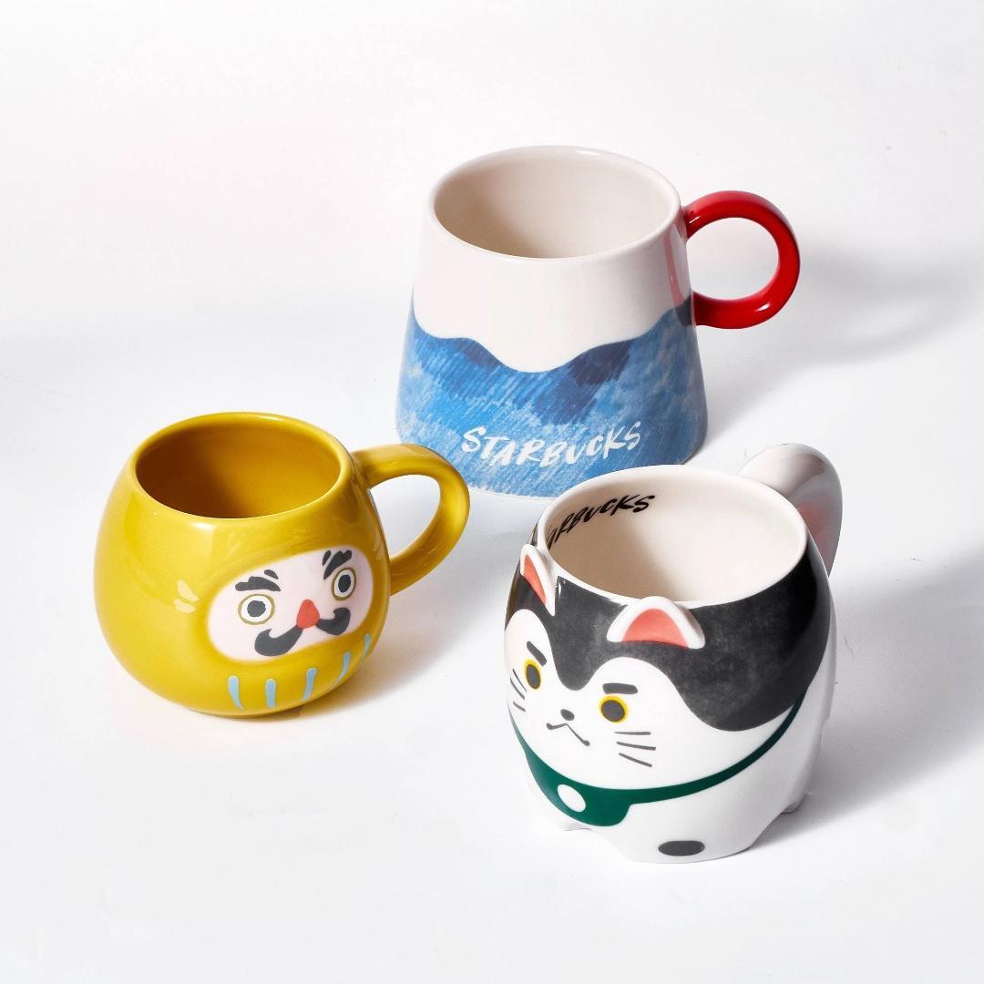 Starbucks　JAPANマグセット　マグカップ　だるま　富士山　狛犬
