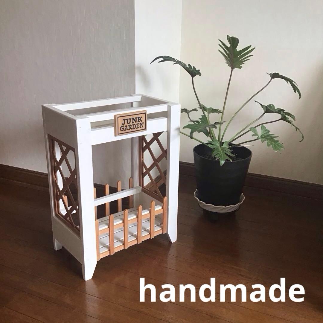 woodトレリスパネル・木製フェンス2段プランターラック